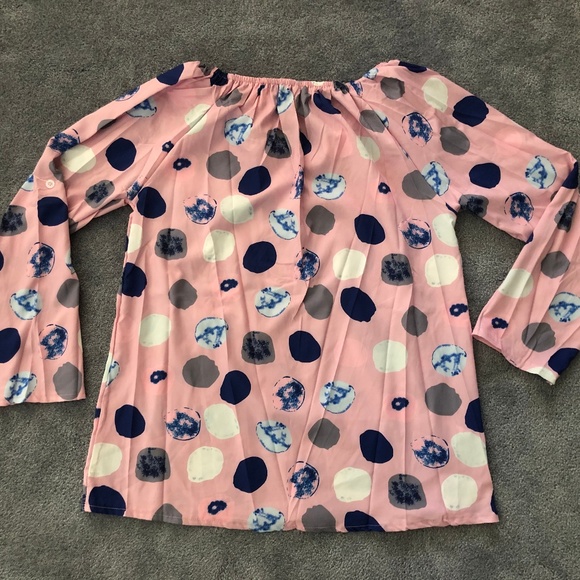 Spring Tie Collar Polka Dot Long Sleeve (Size XL) - Picture 5 of 6